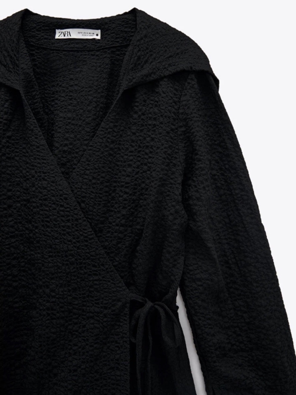 Zara Textured black hooded mini dress XS - Picture 3 of 9